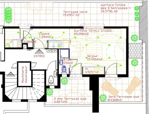 studio meublé AGACHADOU 2 ou 3 personnes 1 semaine, 1 mois ou plus